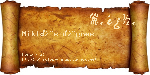 Miklós Ágnes névjegykártya